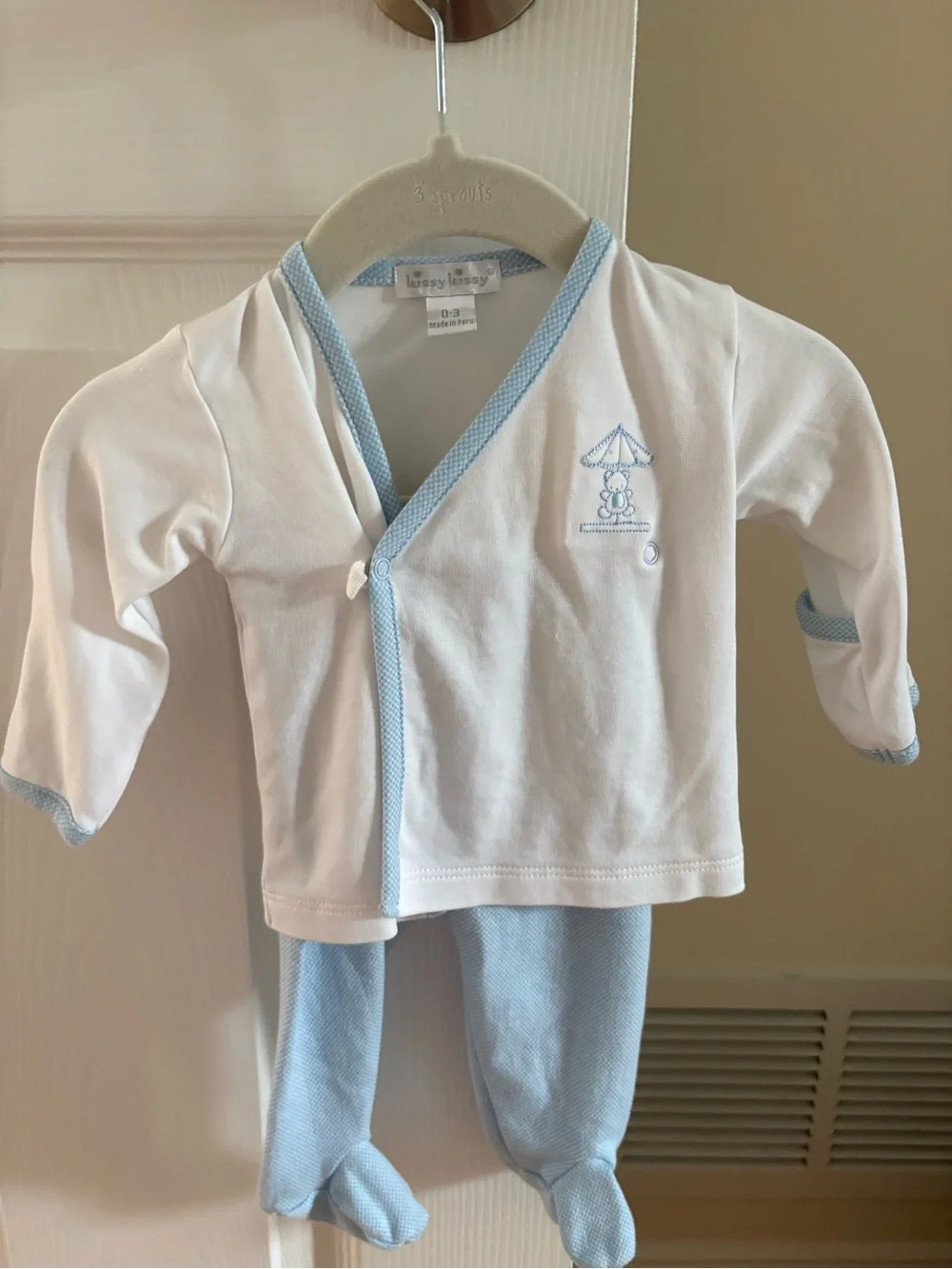 Kissy Kissy Blue & White Baby Pajama Set